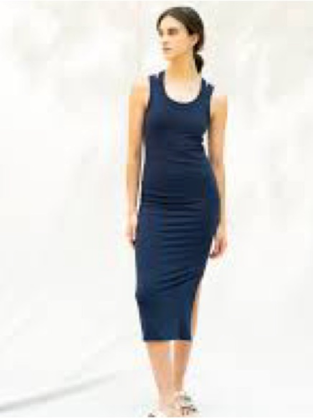 Bodybag by Jude Tipaza Ribbed Fitted  Navy tank Midi Dress small